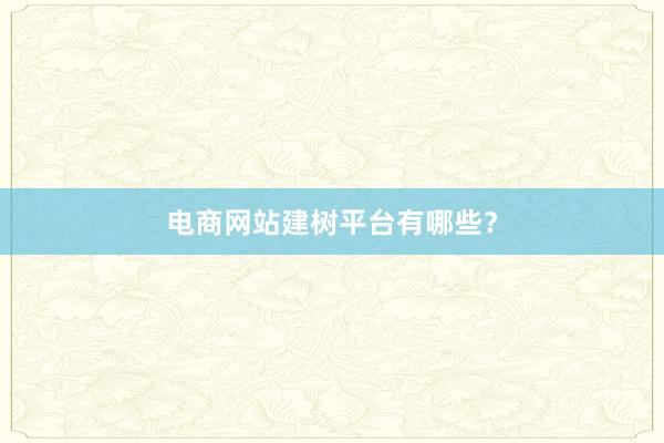 电商网站建树平台有哪些？